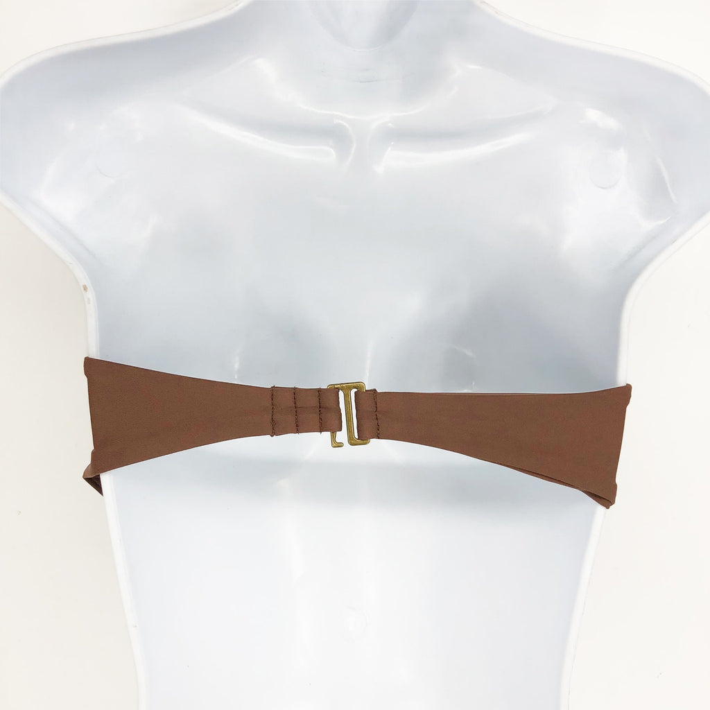ANDIE SWIM Women's Scala Bikini Top Small Espresso Brown Strapless V-Bar NWT