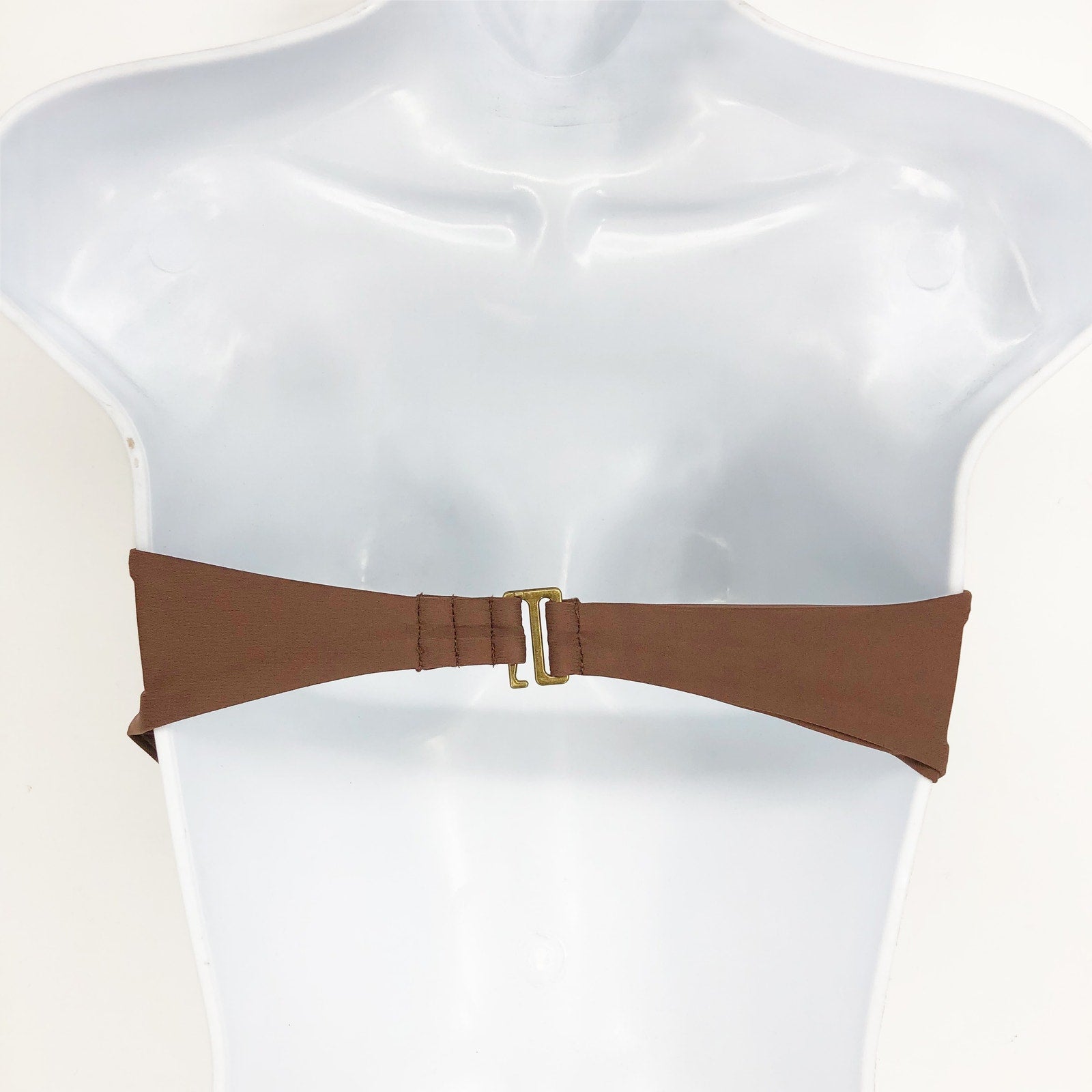 ANDIE SWIM Women's Scala Bikini Top Small Espresso Brown Strapless V-Bar NWT