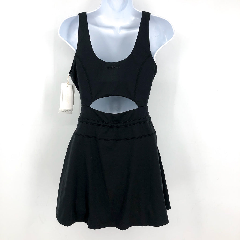 L*SPACE Women's Patterson Athletic Dress Large Black Tank Built in Short  NWT