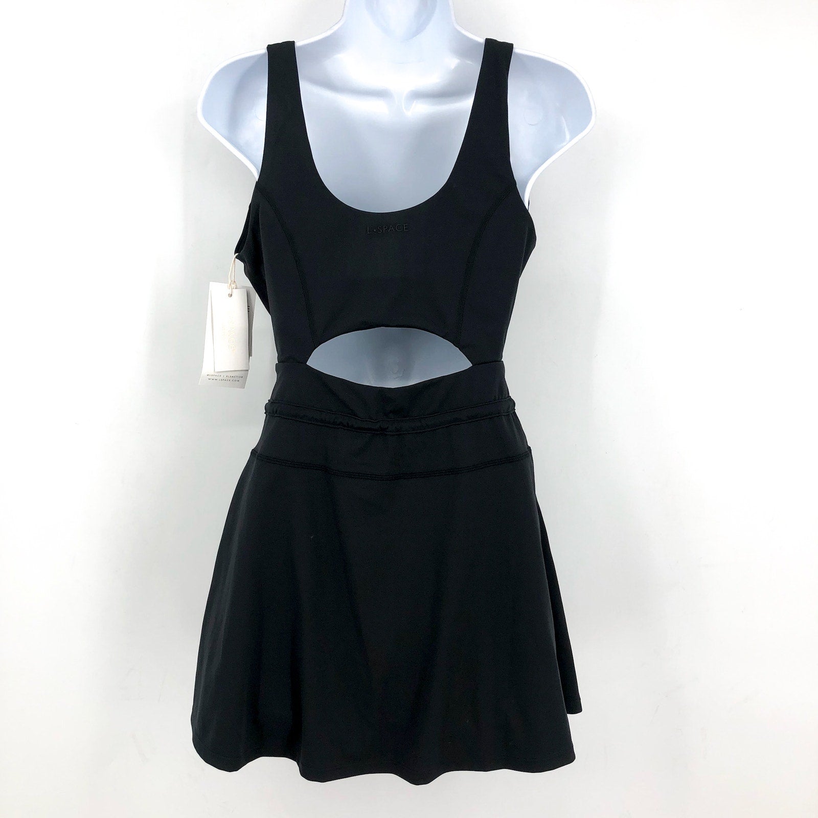 L*SPACE Women's Patterson Athletic Dress Large Black Tank Built in Short  NWT