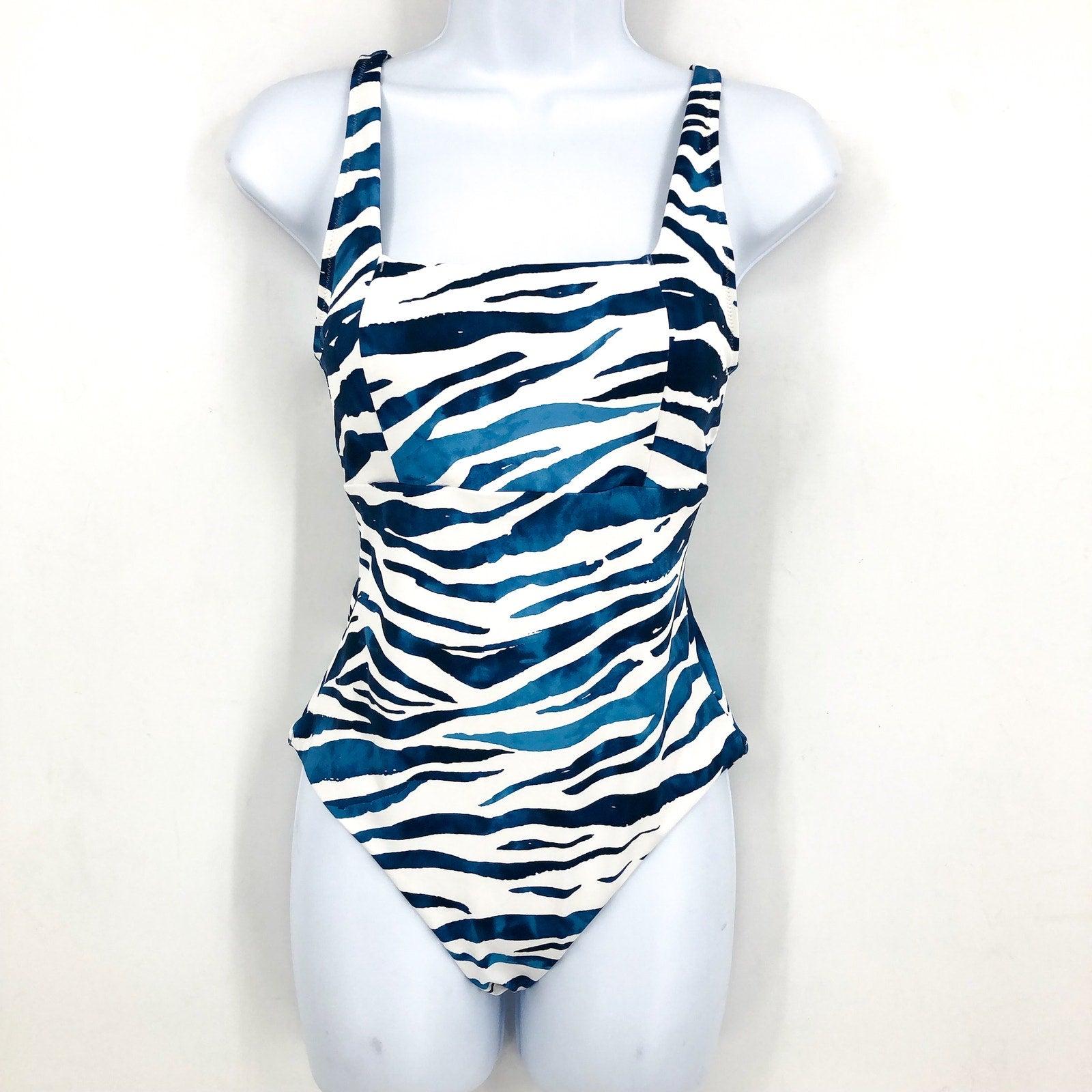 TOMMY BAHAMA Zan Zebra One-Piece Swimsuit Size 6 Banff Blue Palm Modern NWT