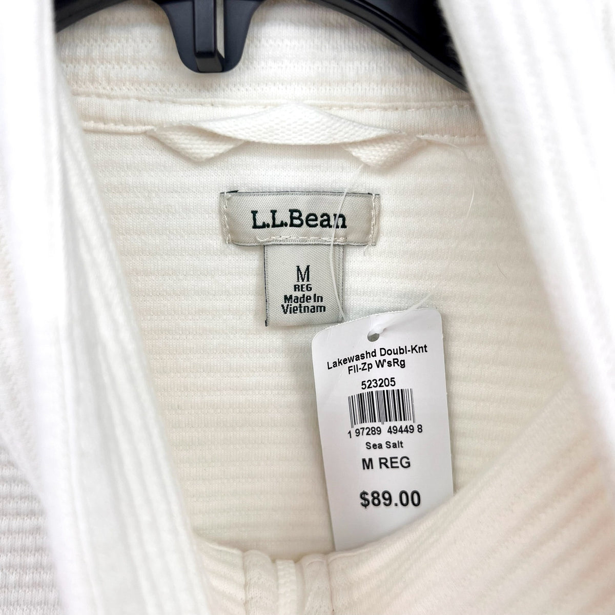 L.L BEAN Womens Lakewashed Full-Zip Sweater Medium White Sea Salt NWT