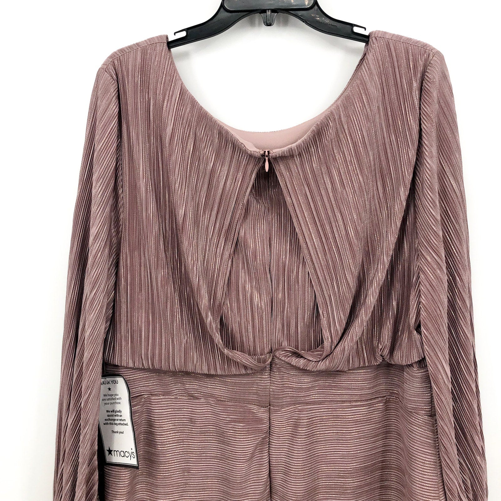 NIGHTWAY Women's Blouson Dress Size 18W Pink Rose Gold Long Sleeve NWT