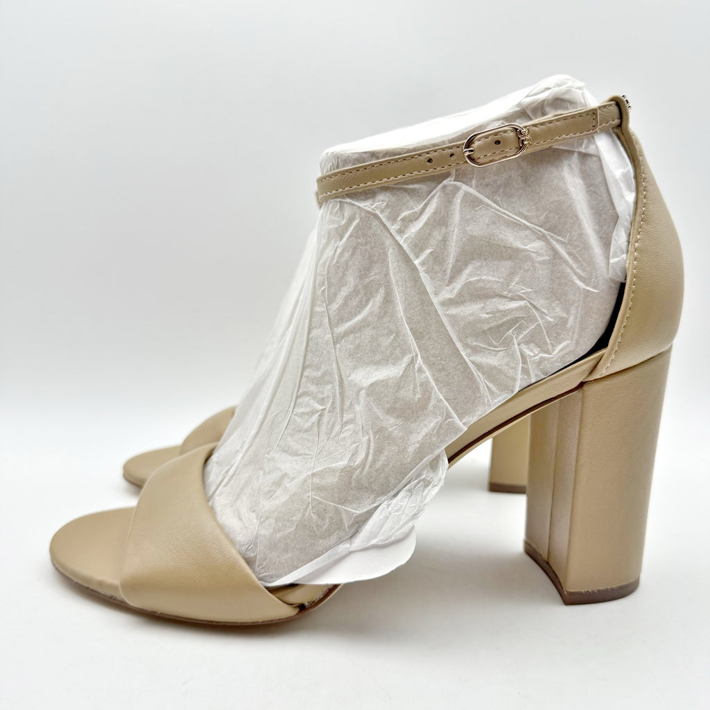 Sam Edelman Womens Robyn Heel Sandals Size 11 M Beige Leather Ankle Strap NWOB
