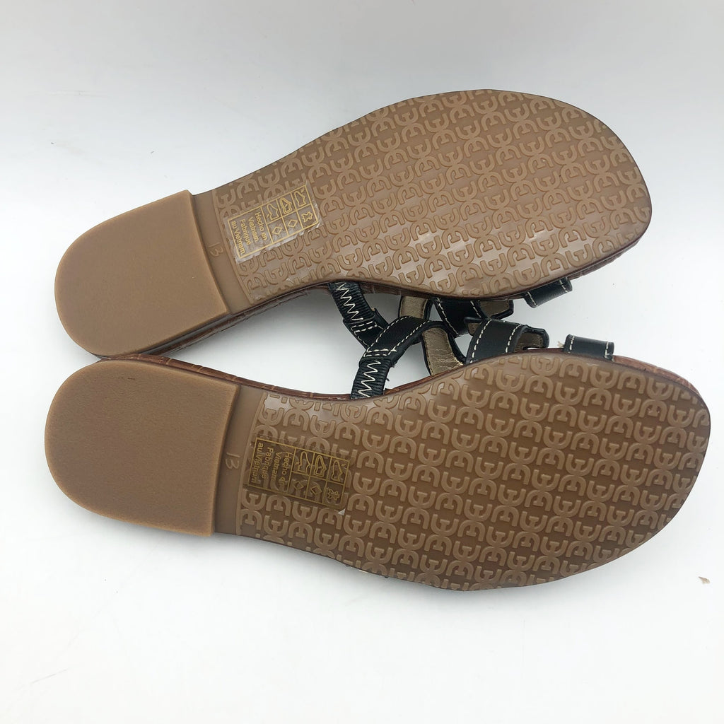 Sam Edelman Girls Bay Cut Out Slide Sandals US 13 M EU 31 Black Leather NIB