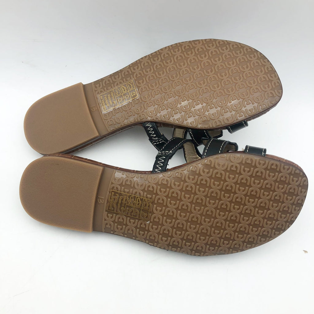 Sam Edelman Girls Bay Cut Out Slide Sandals US 13 M EU 31 Black Leather NIB