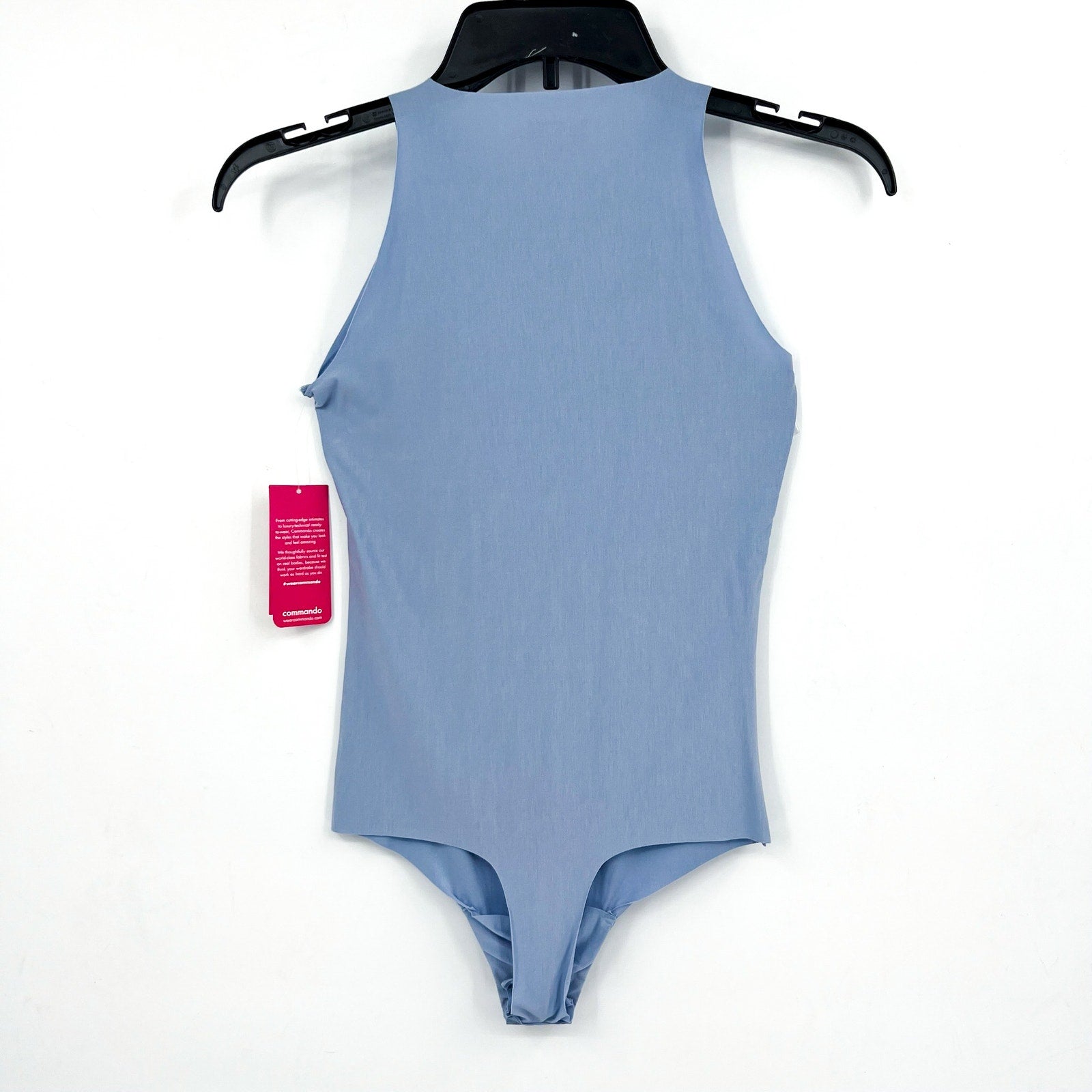 COMMANDO Women's Butter Crewneck Tank Bodysuit XS Pool Blue High Neck NWT