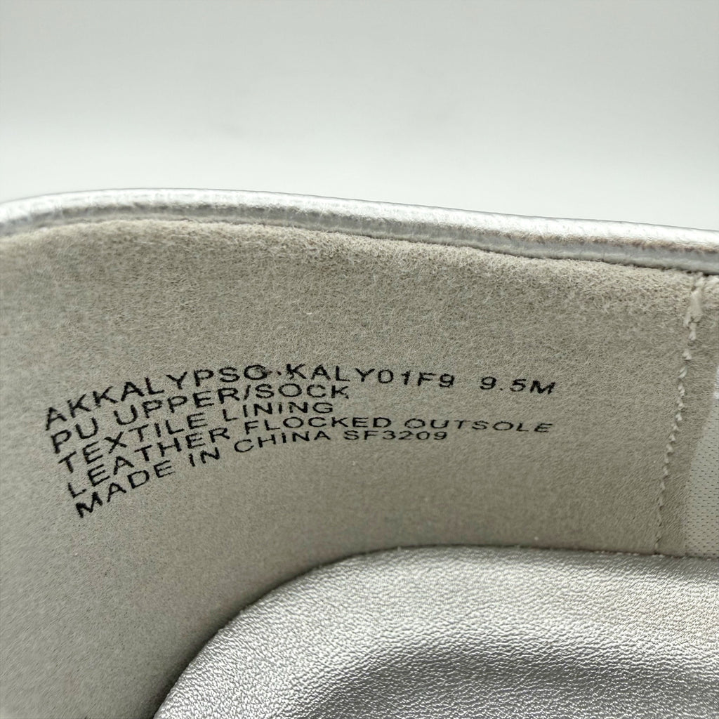 Anne Klein Womens Kalypso Penny Loafers US 9.5 M Silver Metallic Slip On NIB