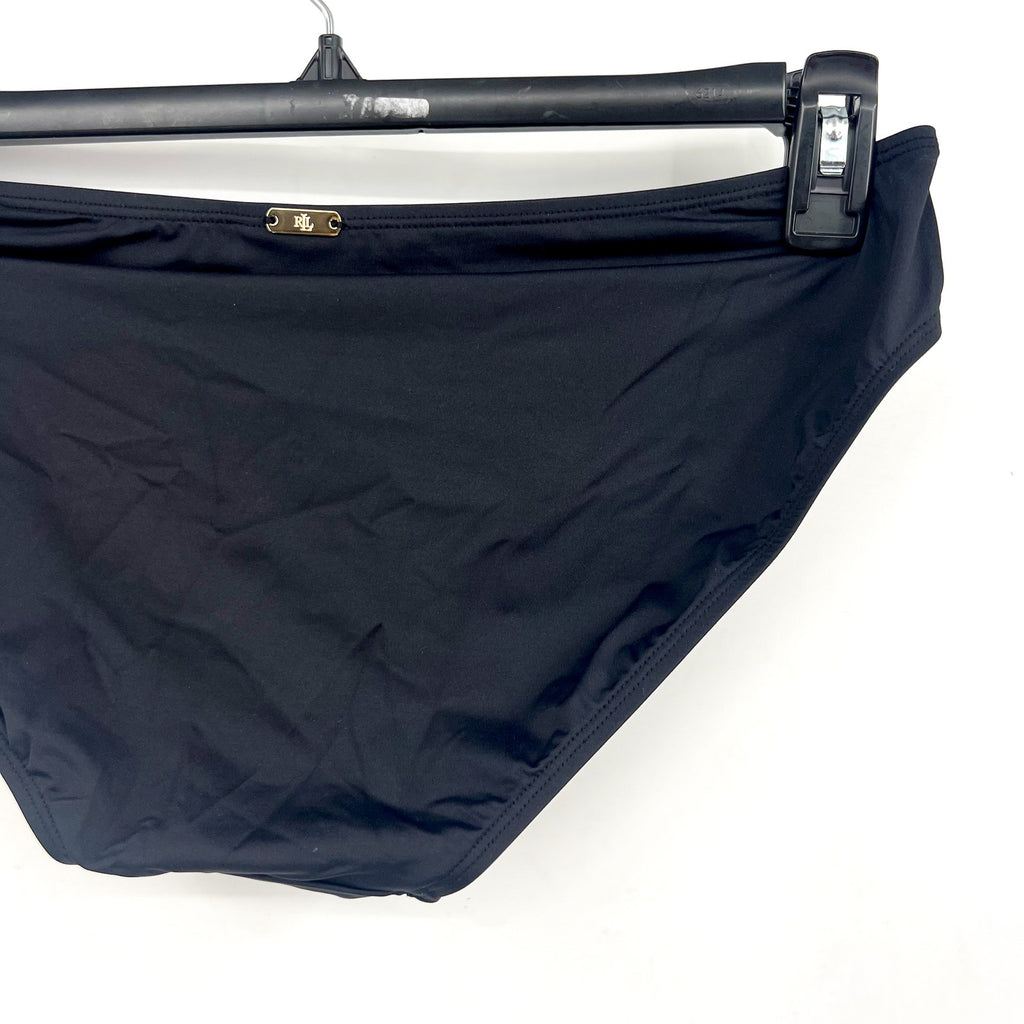LAUREN RALPH LAUREN Beach Club Hipster Bikini Bottoms Size 6 Black Swim NWOT