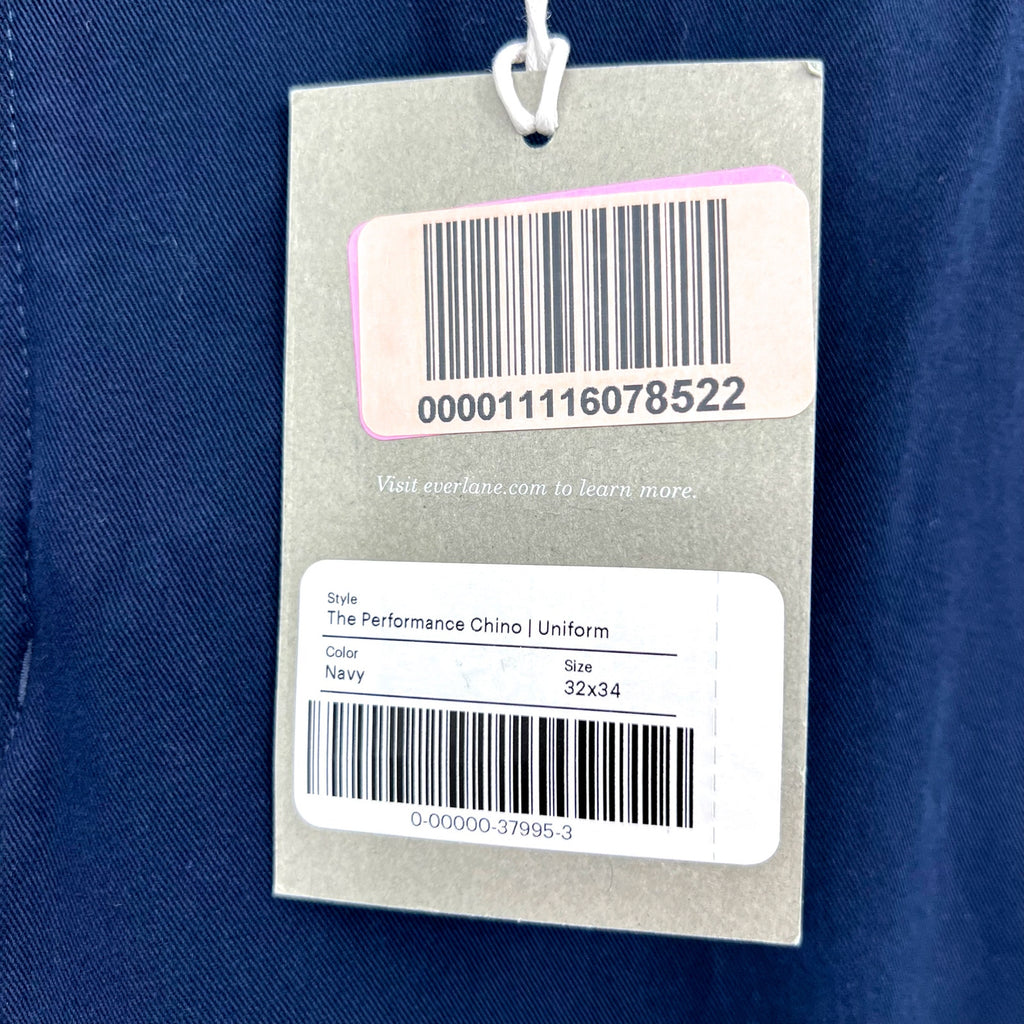 EVERLANE Men's Uniform Performance Chino 32x34 Navy Blue Slim Fit Pants NWT