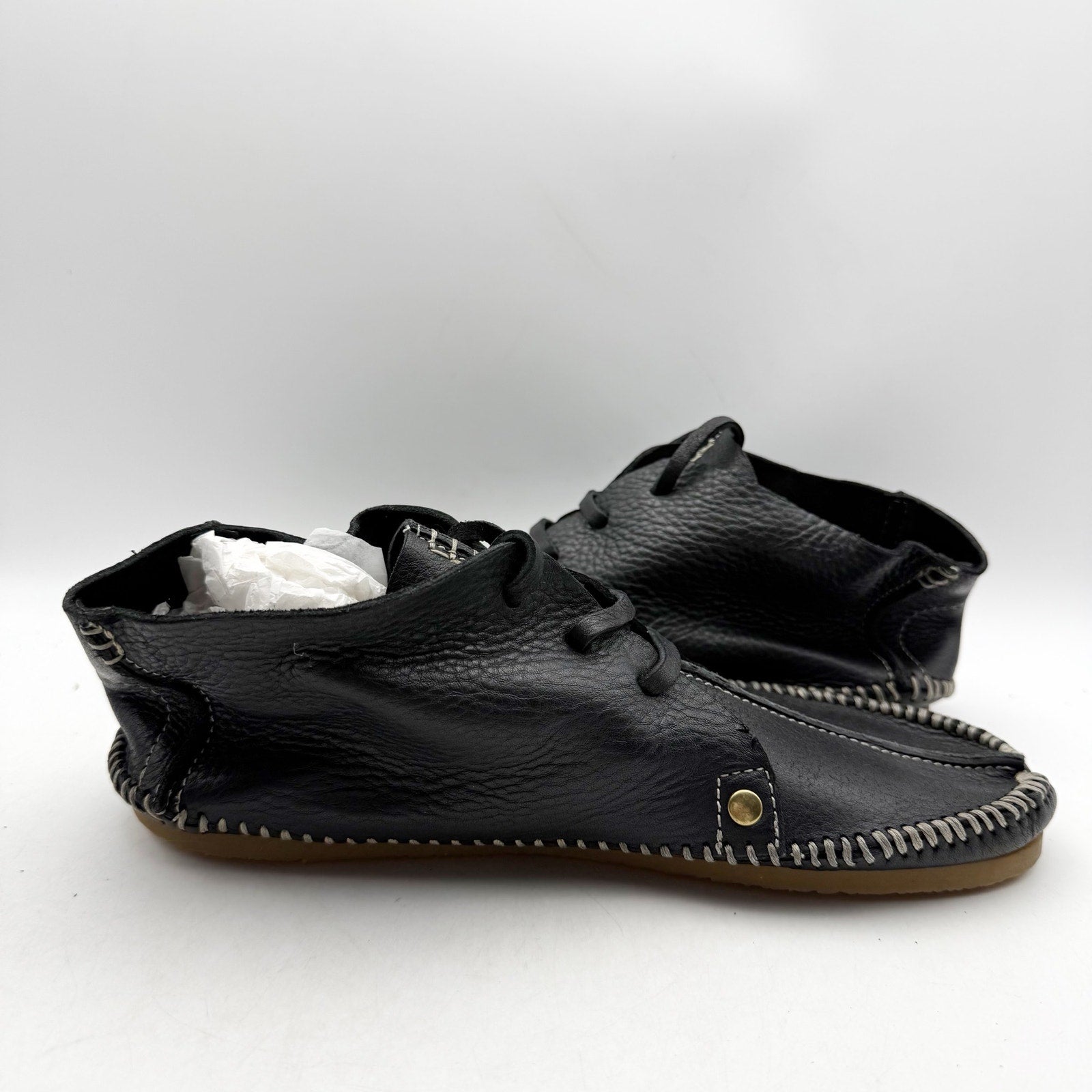 RE/DONE Womens Metal Oxford Shoes EU 40 US 10 Black Leather NWOB