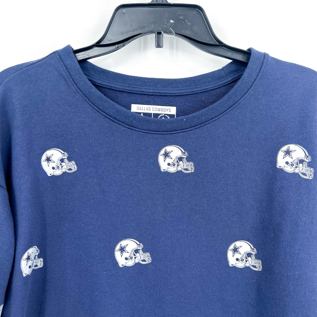Lauren James Womens DALLAS COWBOYS Helmet Crop Sweatshirt Medium Navy Blue NWT