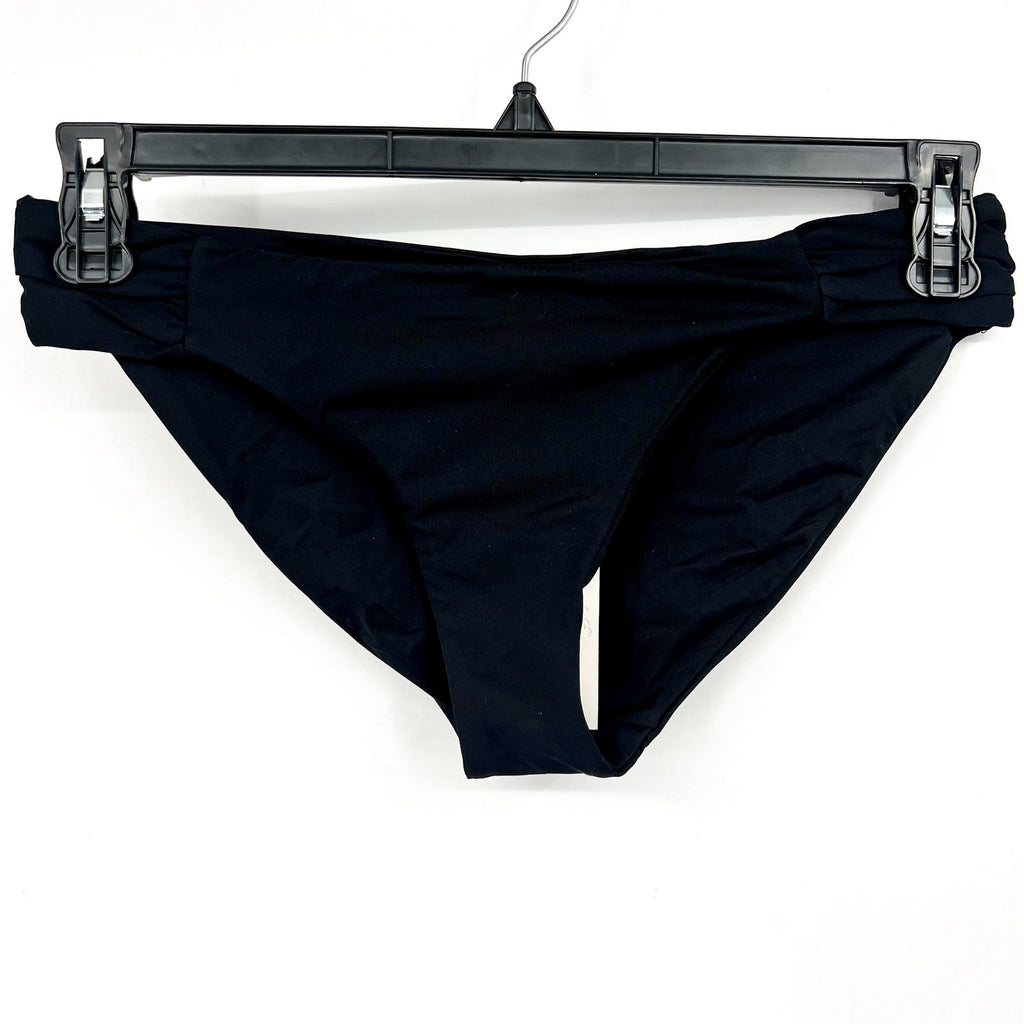 BECCA Women's Muse Side Ruched Bikini Bottoms Large Black Hipster NWT