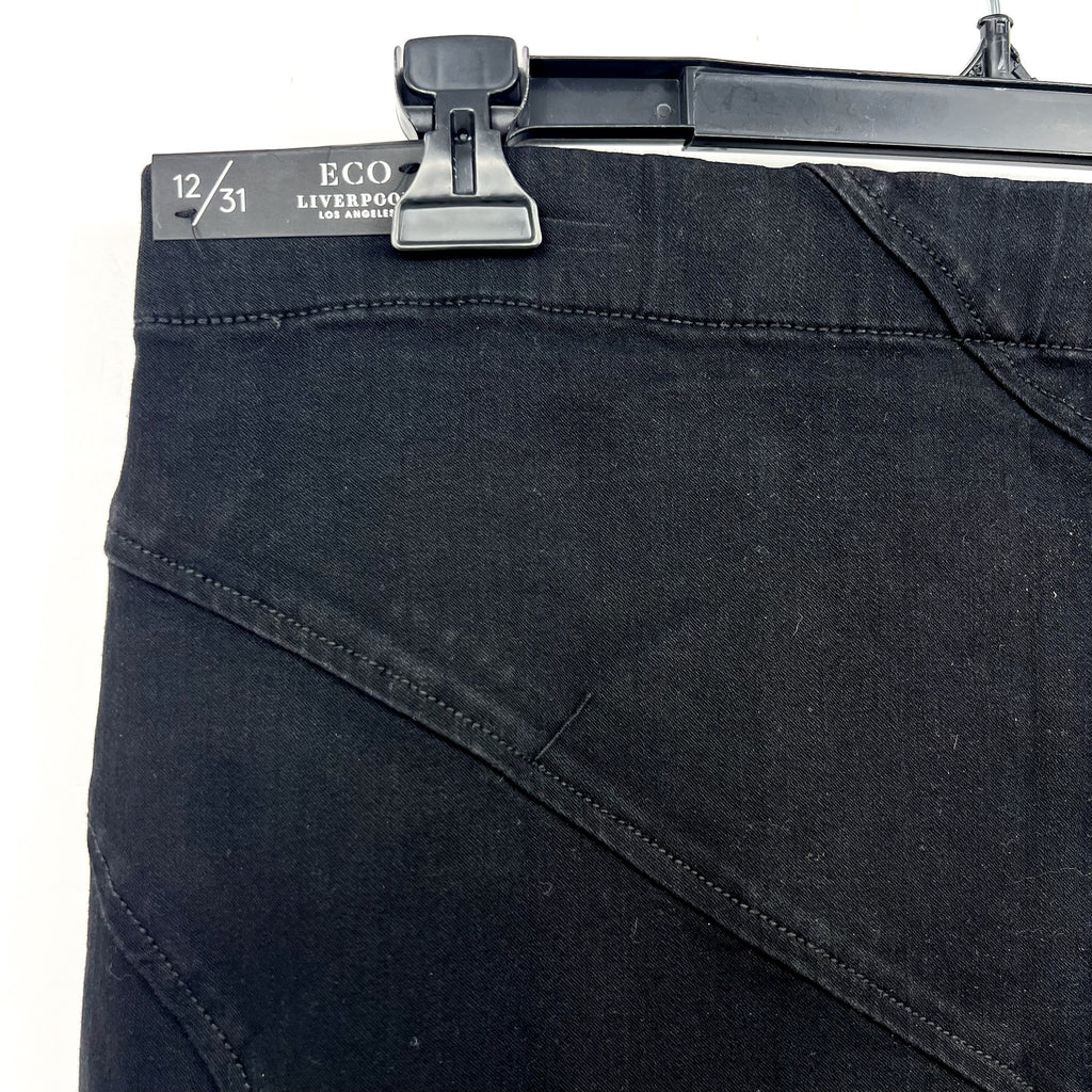 Liverpool Women's Mermaid Denim Maxi Skirt Size 12 31 Black Rinse Seamed NWT