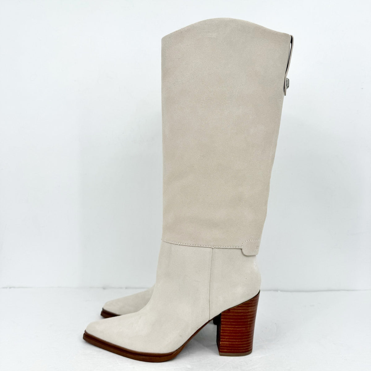 Franco Sarto Womens Jasmine Knee High Boots Size 8.5 Winter White Suede NIB