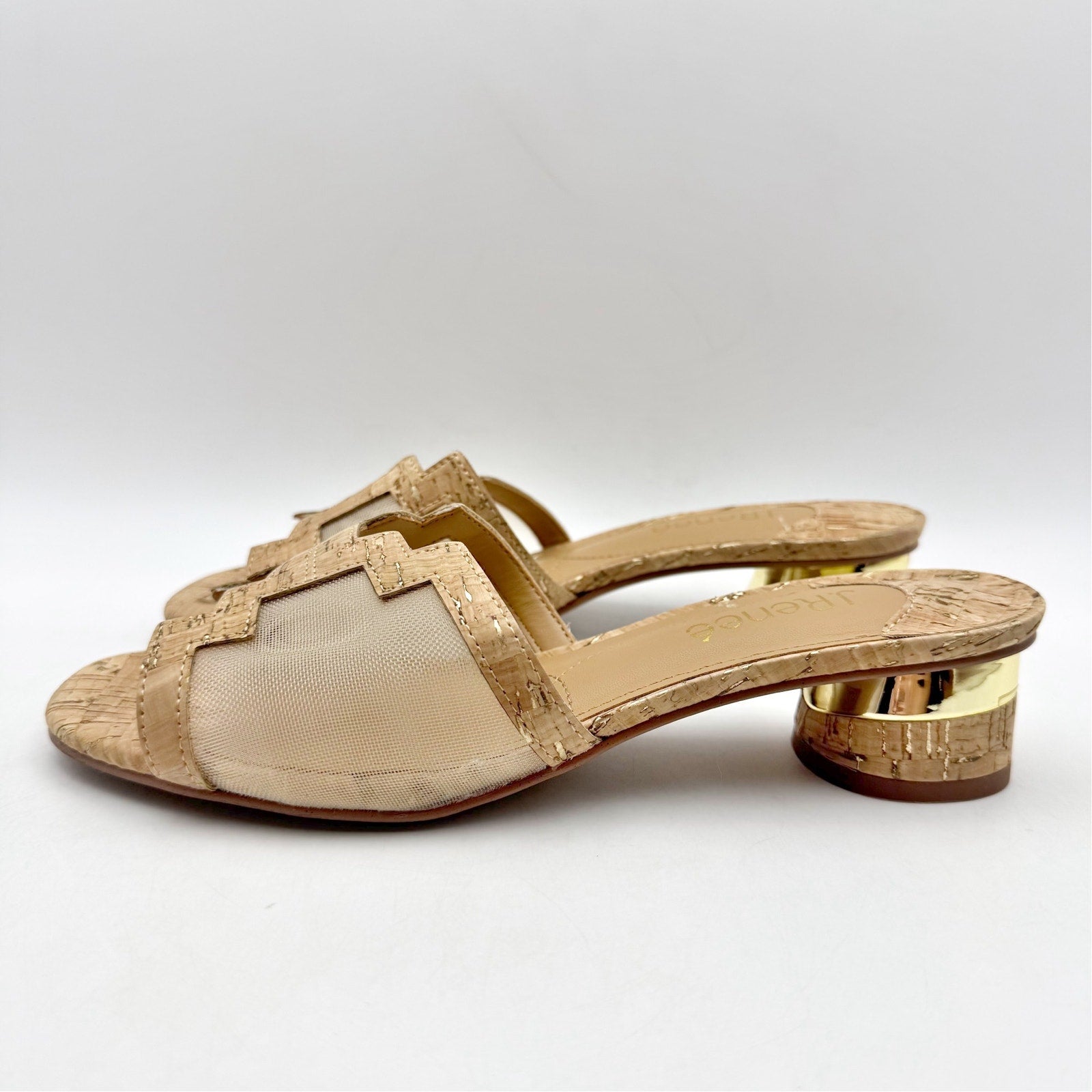 J. Renee Womens Amorra Heeled Sandals US 8.5 M Natural Gold NWOB