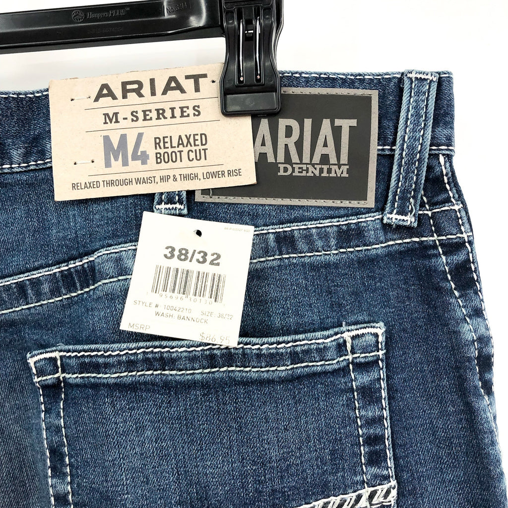 ARIAT Men's M4 Hugo Boot Cut Jeans 38x32 Medium Blue Wash Relaxed Fit NWT