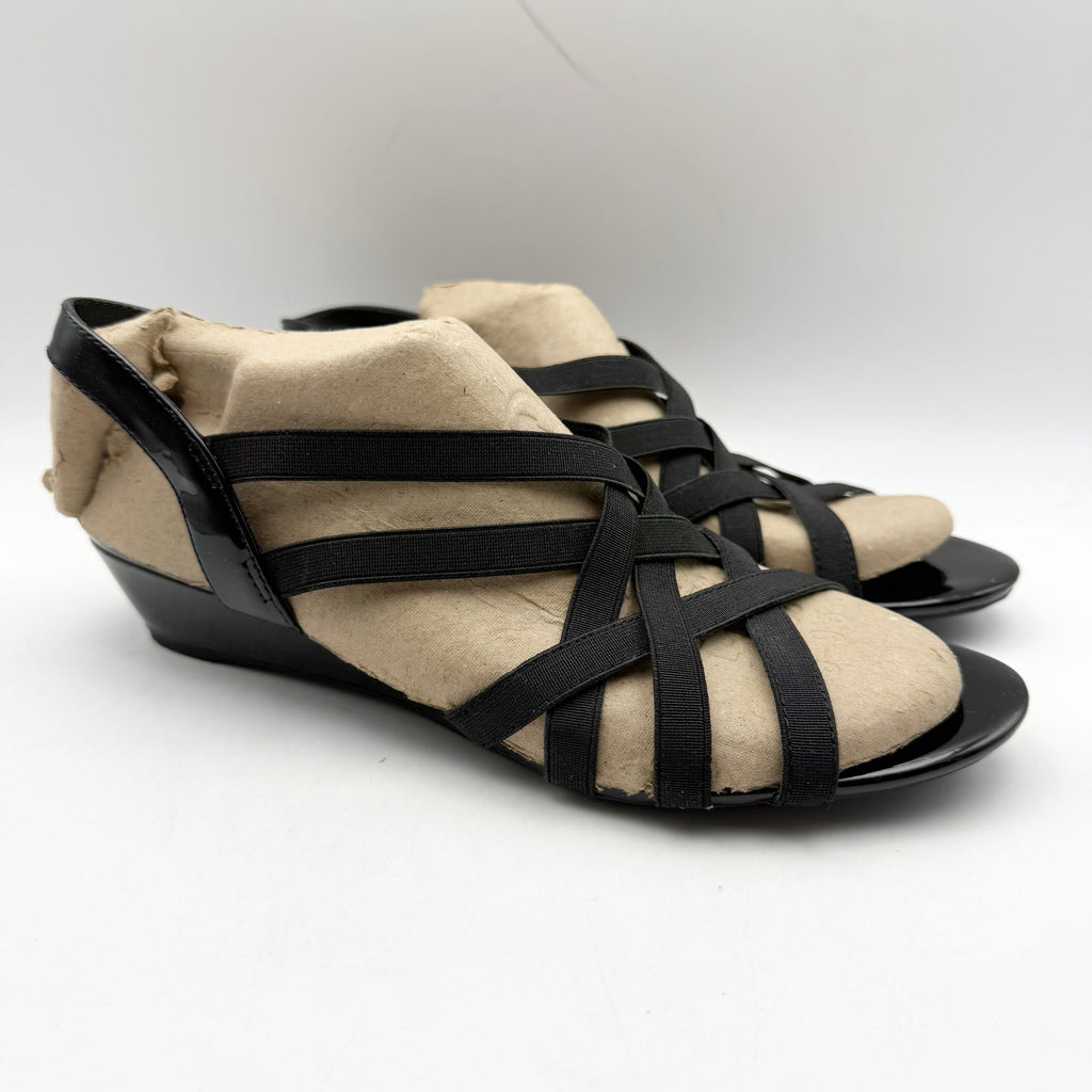 LifeStride Womens Yung Strappy Wedge Sandals US 9 Narrow EU 40 Black NWOB
