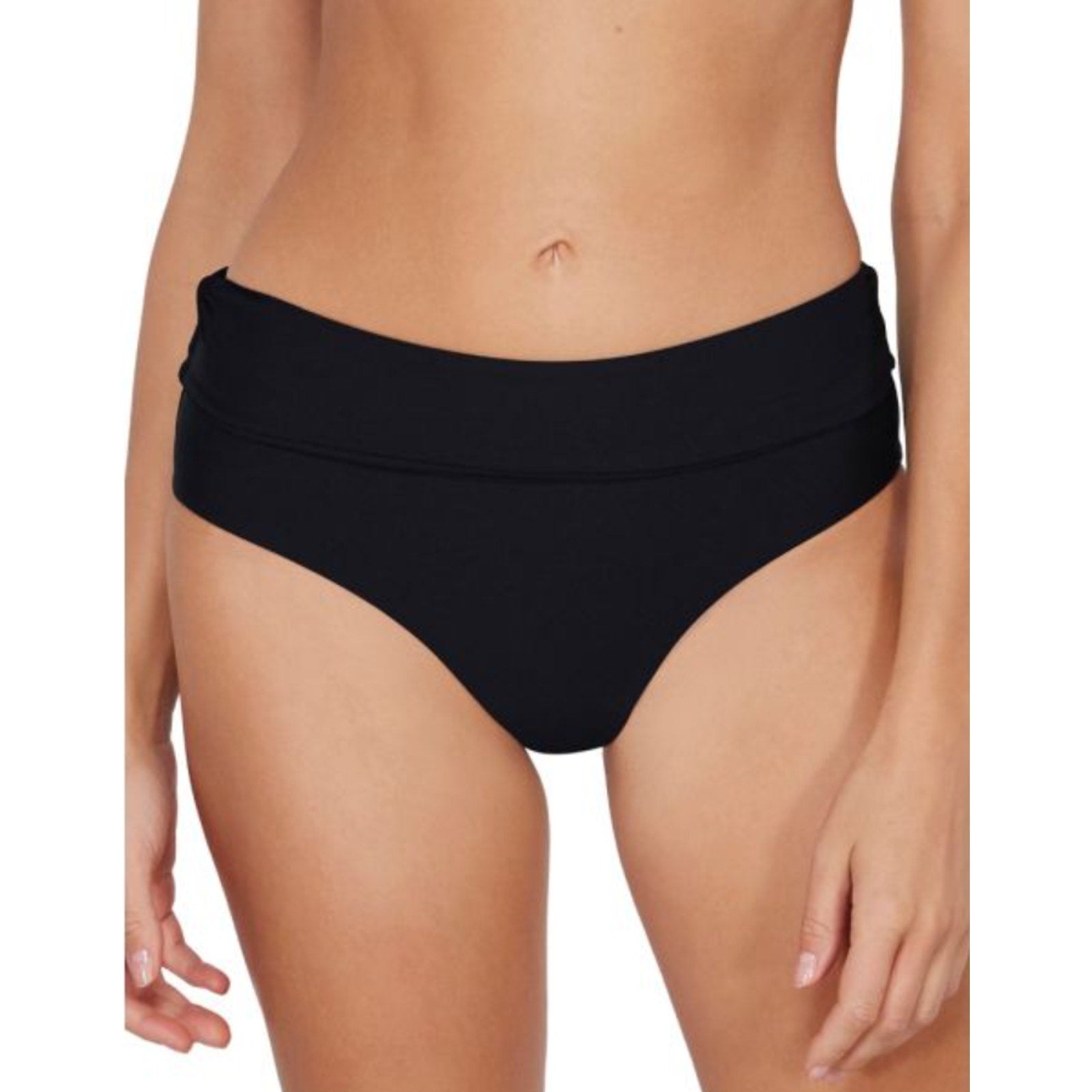 SUNSETS Women's Capri Fold-Over High Waist Bikini Bottom Small Black NWT
