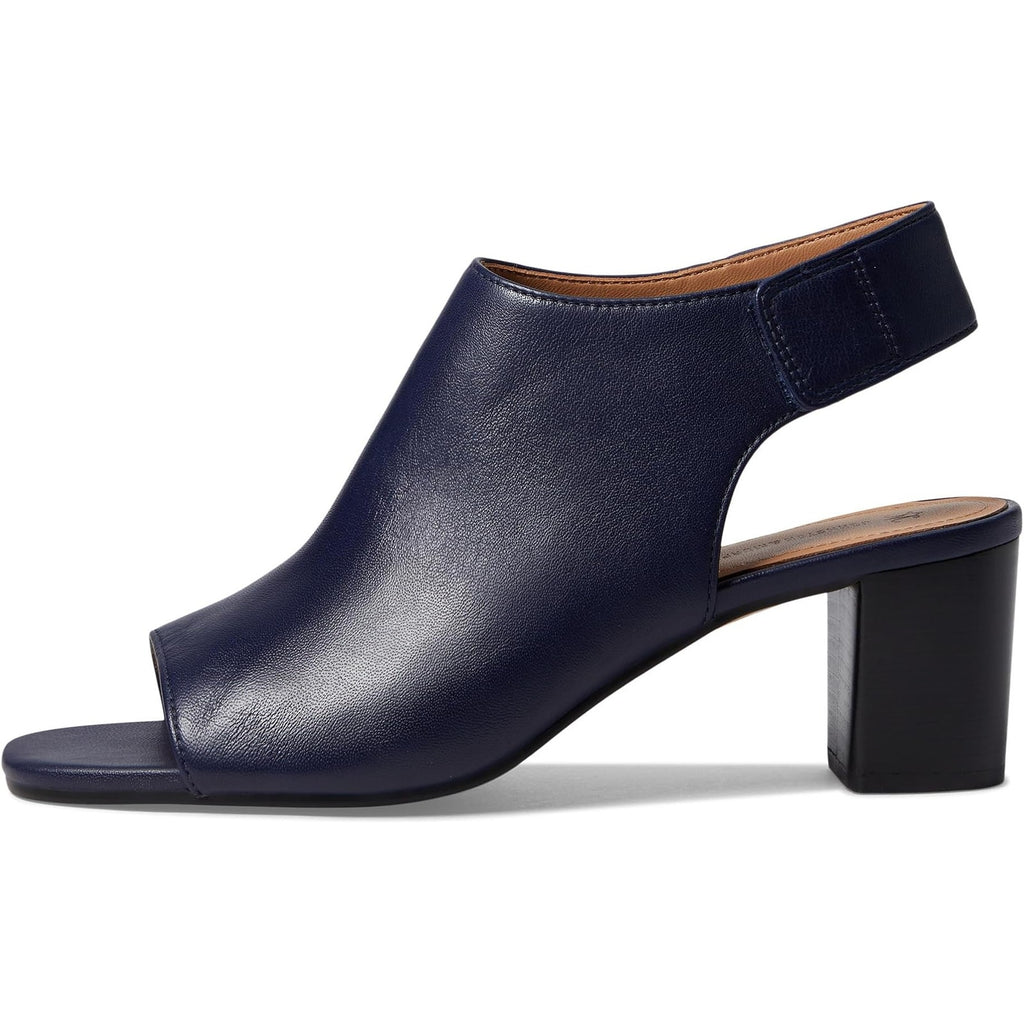 Johnston & Murphy Womens Evelyn Open Toe Bootie Size 9M Navy Blue Block Heel NIB