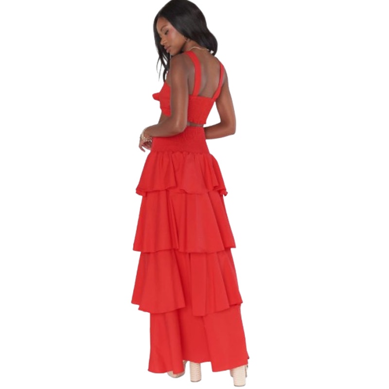 SHOW ME YOUR MUMU Kaden Crop Top & Katrina Swing Skirt Set Large Red NWT