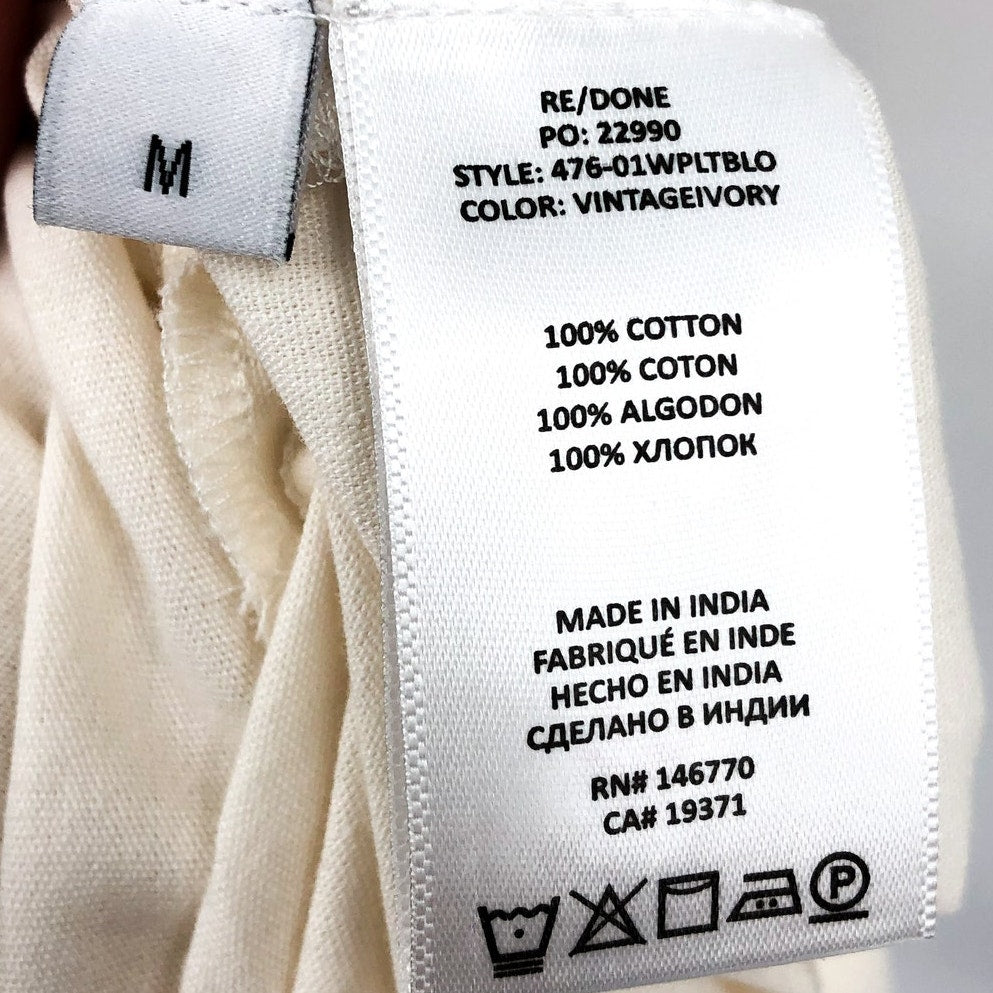 RE/DONE Victorian Cut Off Blouse Vintage Ivory MEDIUM