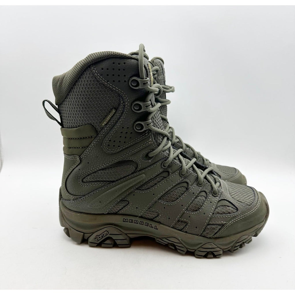 MERRELL Work Moab 3 8" Tactical Boots Mens 5 Womens 7 Green Leather NWOB
