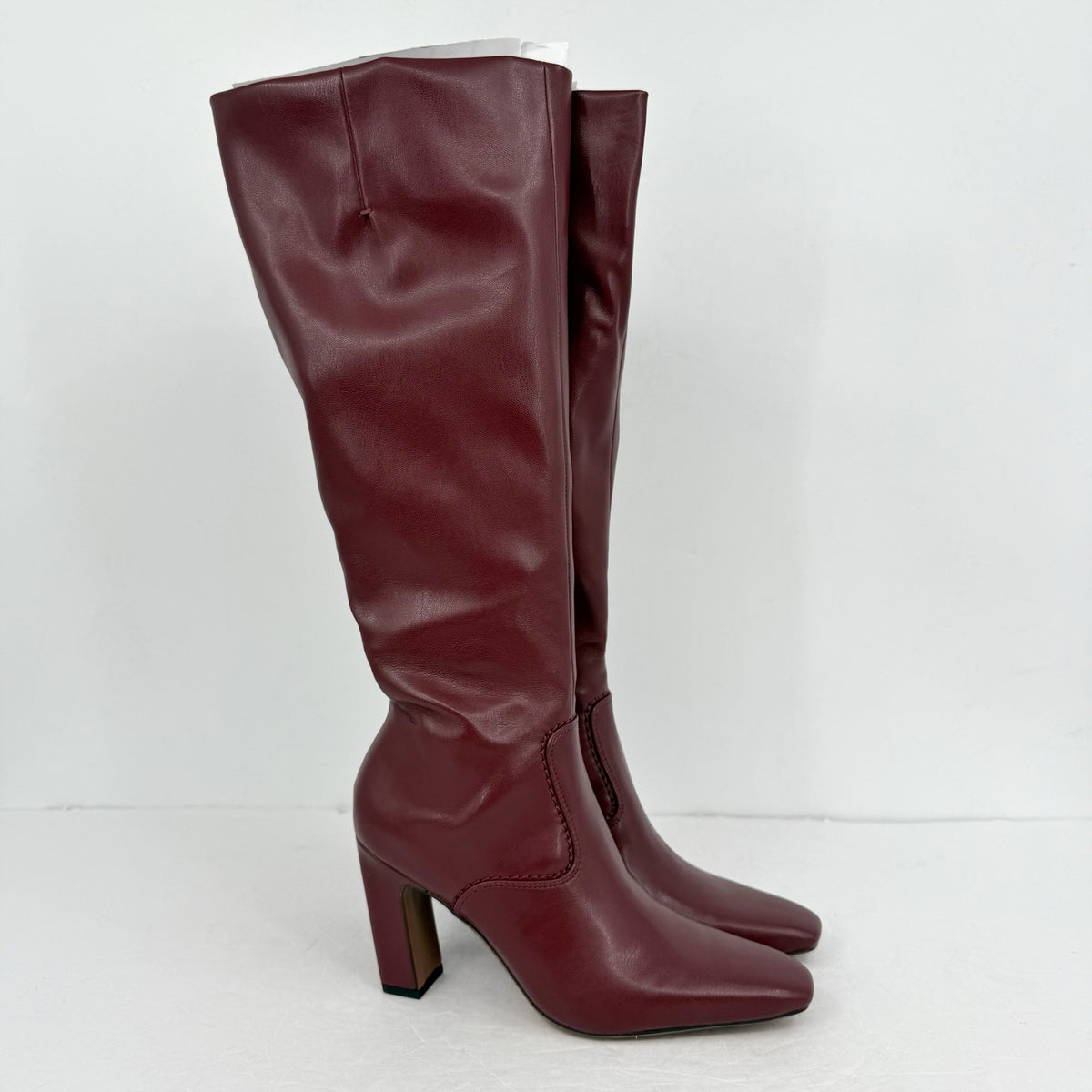 Franco Sarto Womens Bowman Knee High Boots Size 7.5 M Wide Calf Red Burgundy NIB