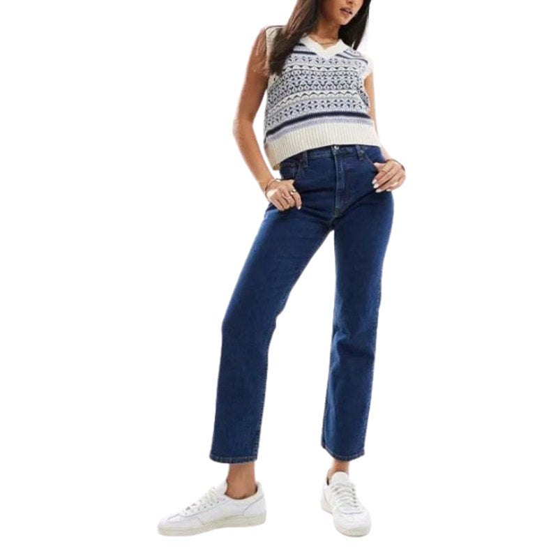 ABERCROMBIE & FITCH Women Ultra High Ankle Straight Jeans Size 36 US 22 Blue NWT