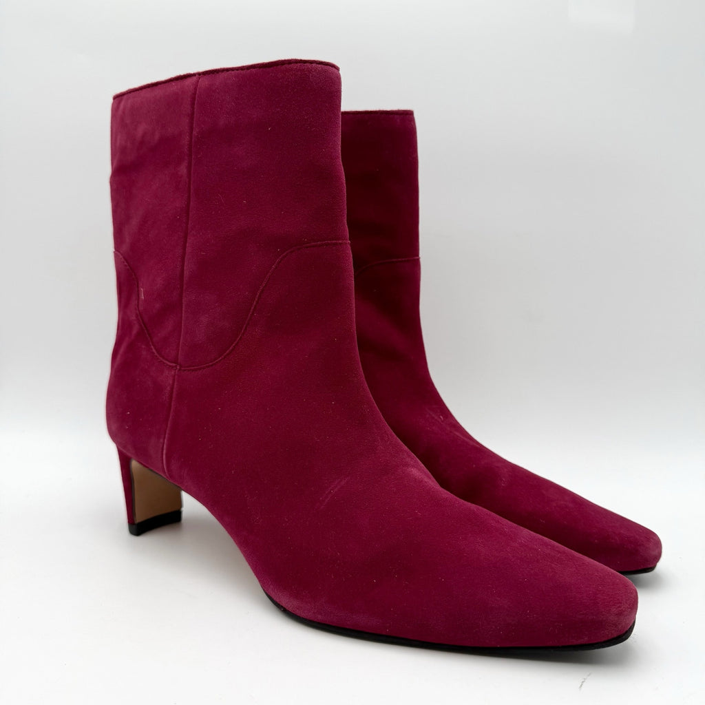 Vince Camuto Womens Amariah Ankle Booties Size 8 Red Chianti Suede NWOB