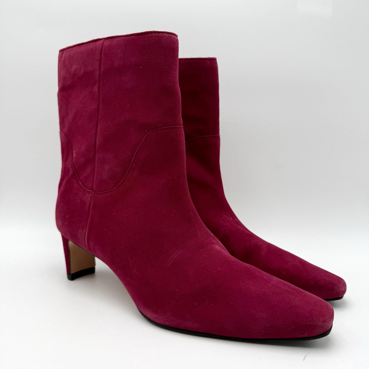 Vince Camuto Womens Amariah Ankle Booties Size 8 Red Chianti Suede NWOB