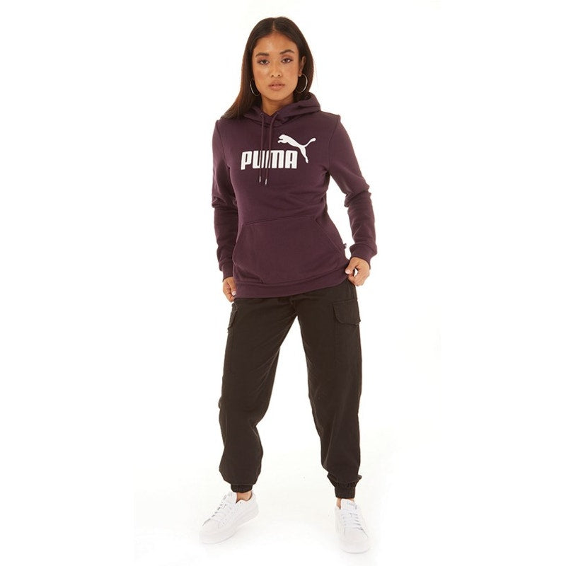 PUMA Womens Essentials Big Logo Hoodie Large Purple Sweatshirt Midnight Plum NWT