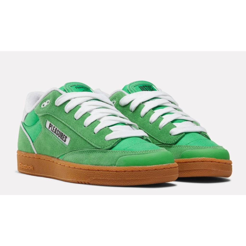 Reebok x Pleasures Club C Bulc Sneakers Mens 12 Green White Suede Casual NIB