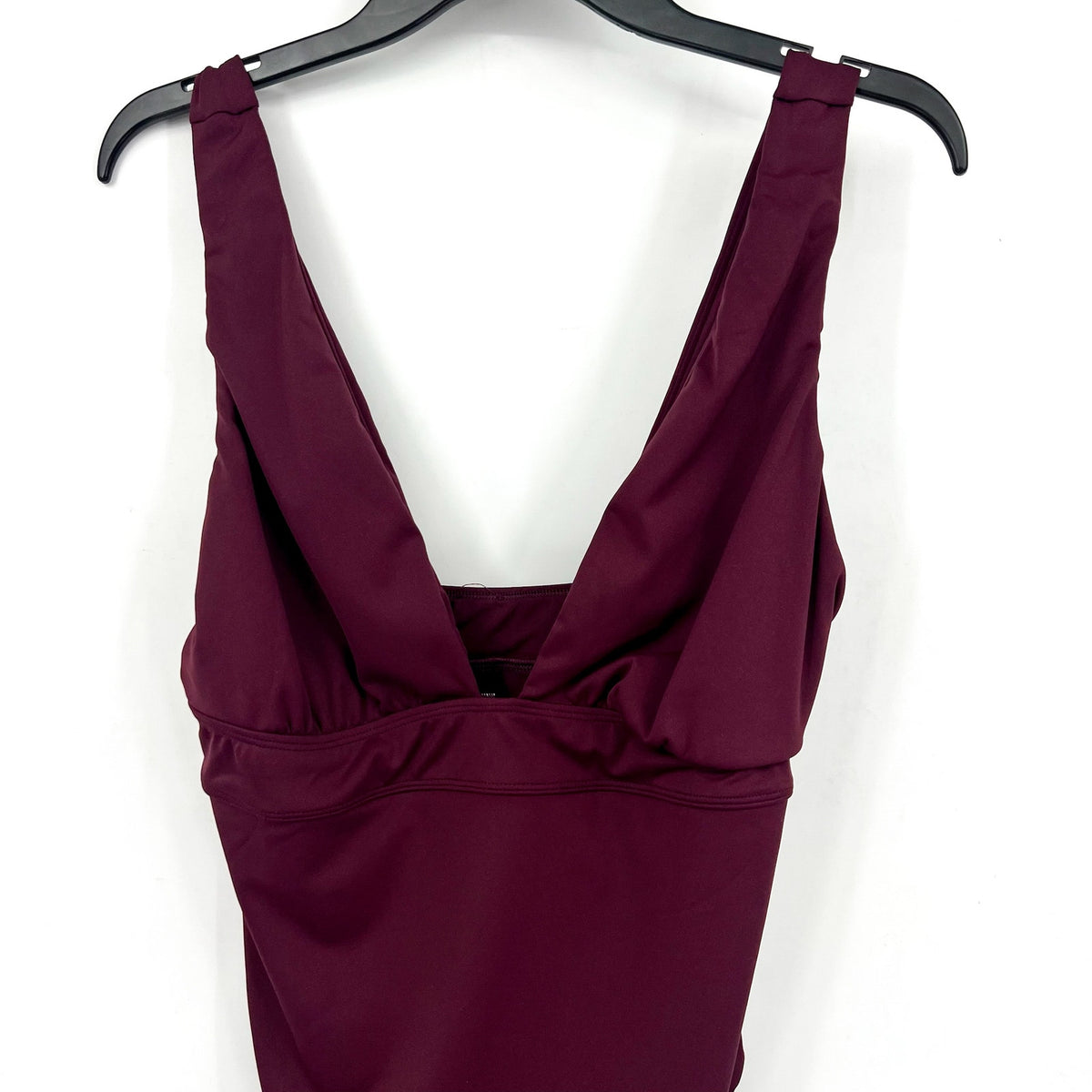 Lauren Ralph Lauren Sculpting V Neck One Piece Swimsuit 14 Claret Red NWT