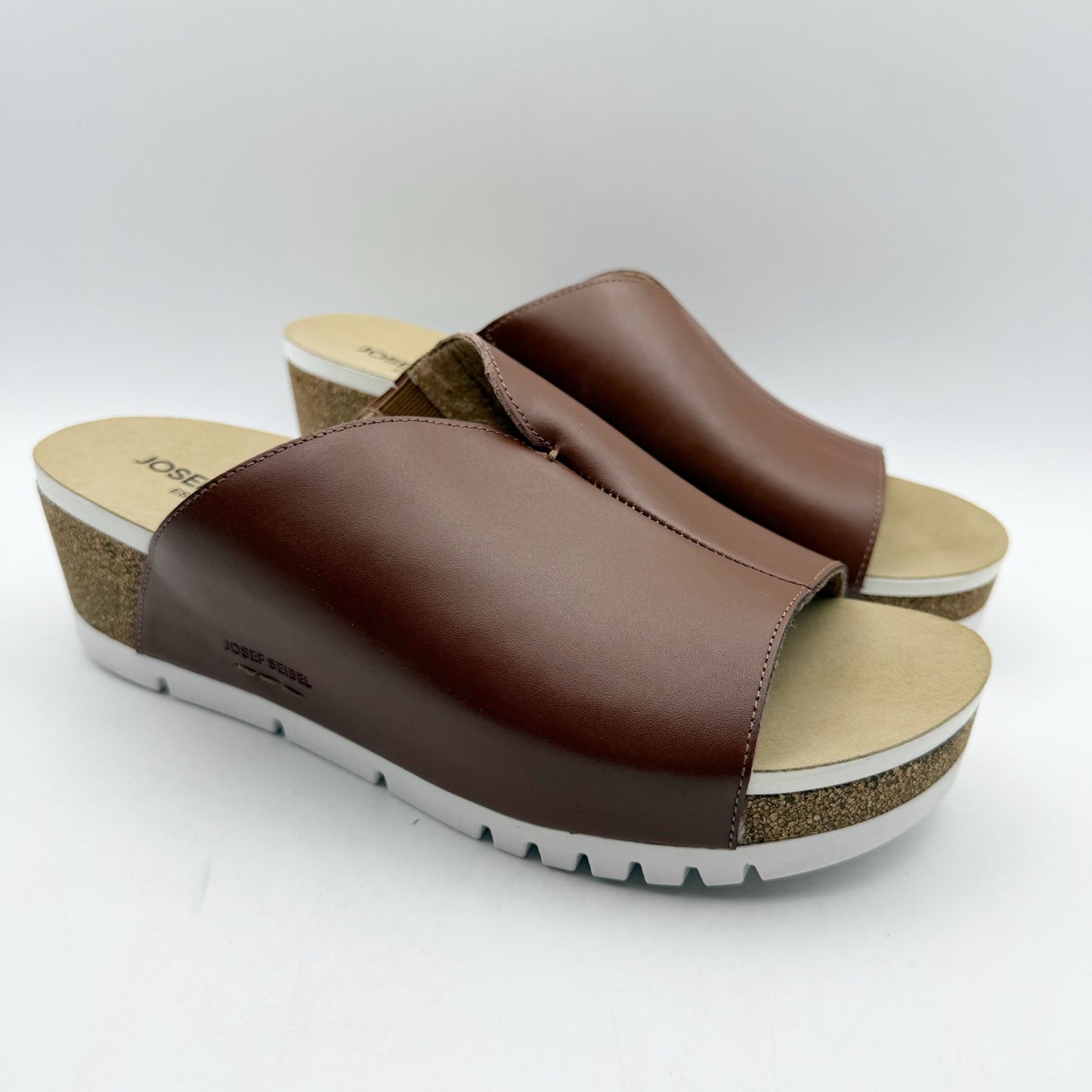 Josef Seibel Womens Quinn 01 Platform Sandals EU 42 US 11 Brown Leather NWOB