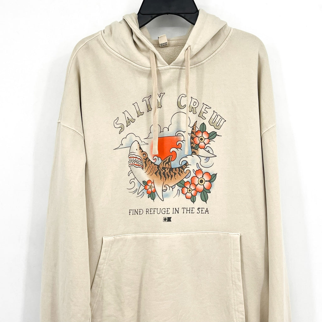 SALTY CREW Women's Salty Crew Hopper Crew Hoodie Medium Off White Sweatshirt NWT