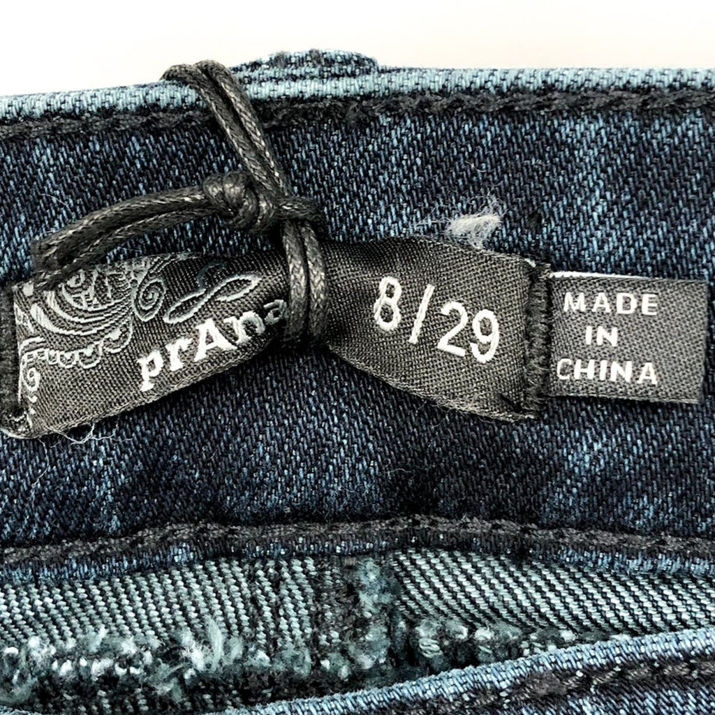 PRANA Women's Buxton Jeans Size 8 29x27 Deep Blue Stretch Mid-Rise Boyfriend NWT