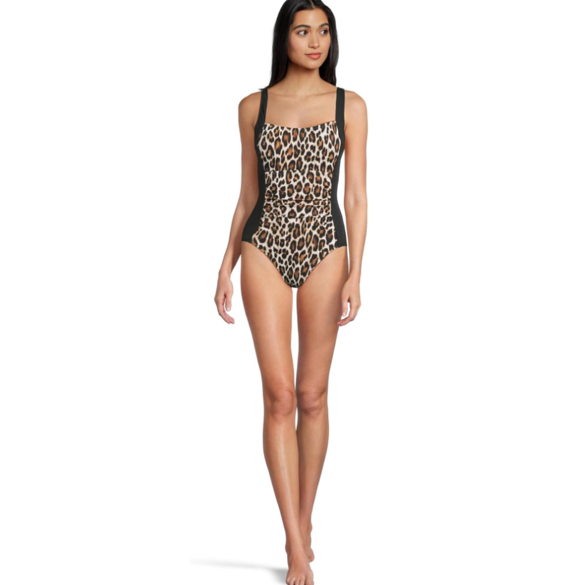 TOMMY BAHAMA Women's Island Cays Leopard One-Piece Swimsuit Size 8 Black Tan NWT
