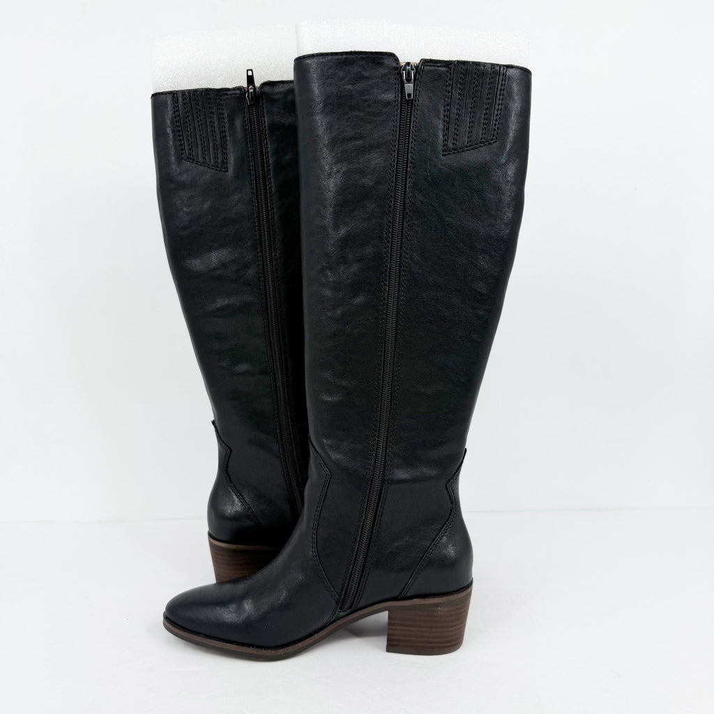 Lucky Brand Womens Cashlin Heeled Knee High Boots Size 6.5 M Black Leather NIB