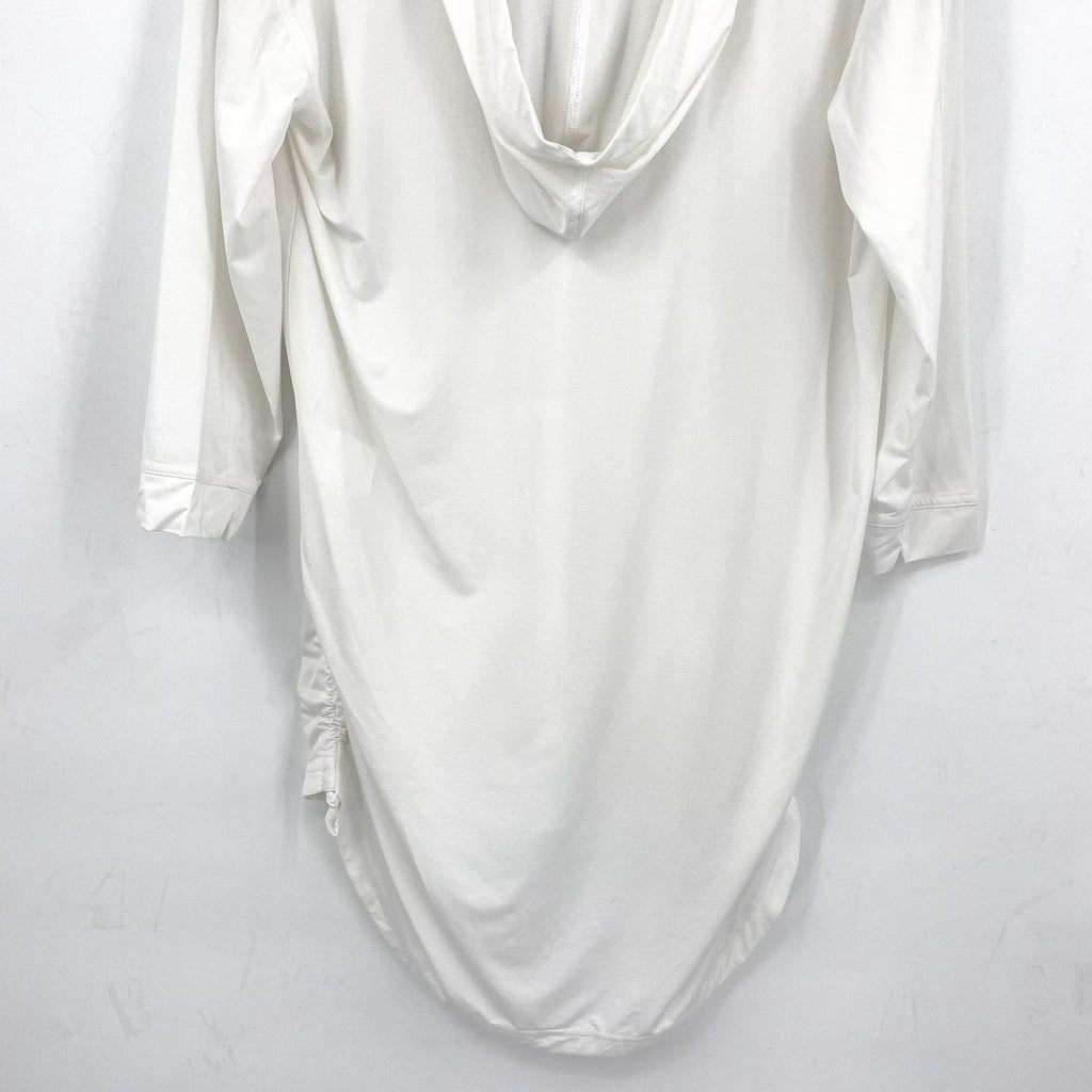PRANA Women's Mantra Bay Tunic Cover Up Small White Long Sleeve Hooded NWT