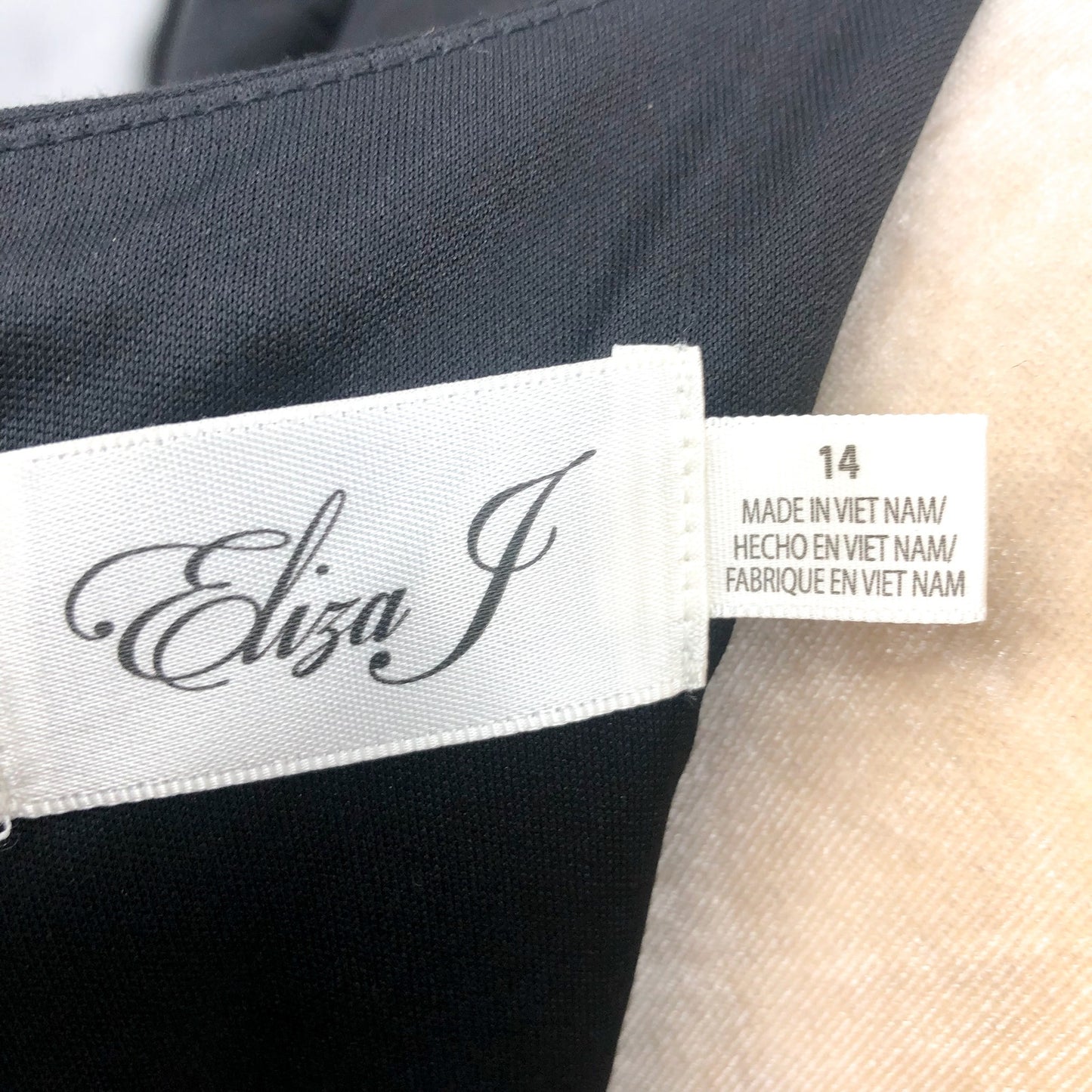 ELIZA J Pleated Faux Wrap Dress Size 14 Black Long Sleeve Knee Length NWT