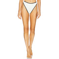 L*SPACE Women's Nora Ribbed Bitsy Bikini Bottom Small Cream Black High Waist NWT