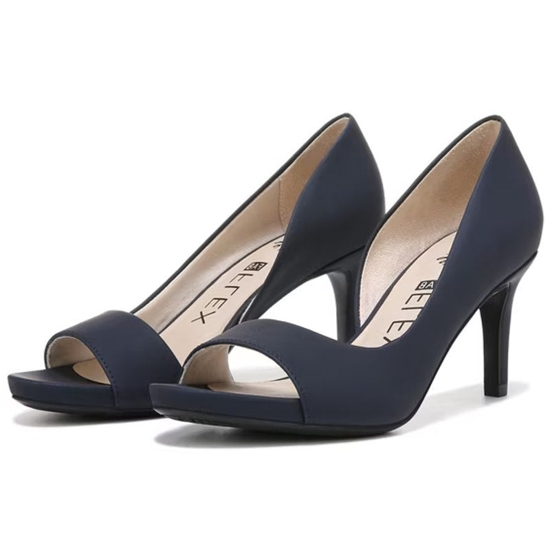 LifeStride Womens Mantra Peep Toe Pumps Size 7.5 Wide Navy Blue d'Orsay NIB