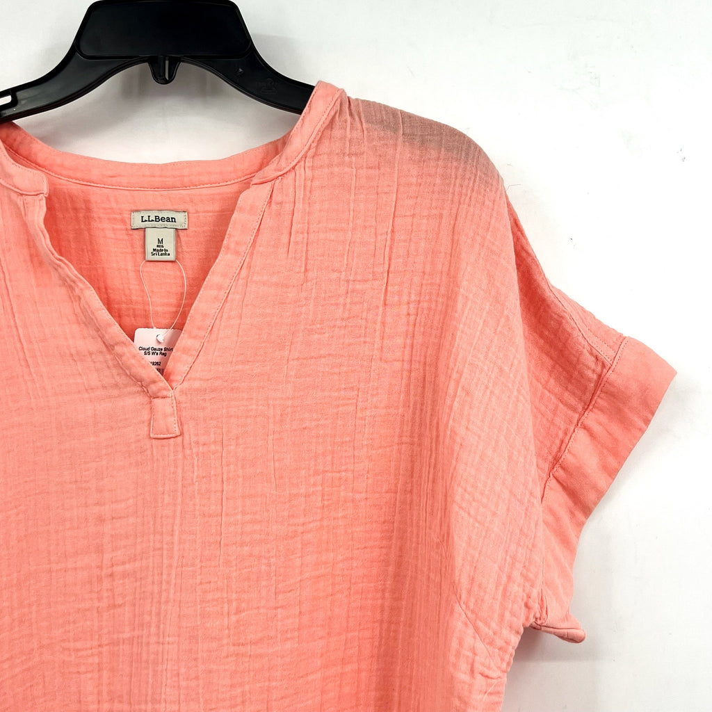 L.L. BEAN Women's Cloud Gauze Short Sleeve Shirt Medium Reg Coral Quartz NWT