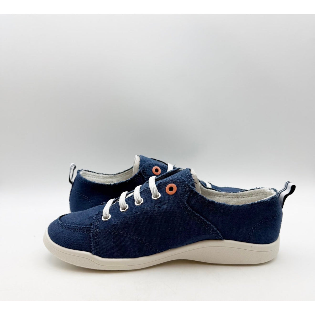 Vionic Womens Beach Pismo Sneakers Size 7.5 WIDE Navy Blue Cotton Canvas NIB