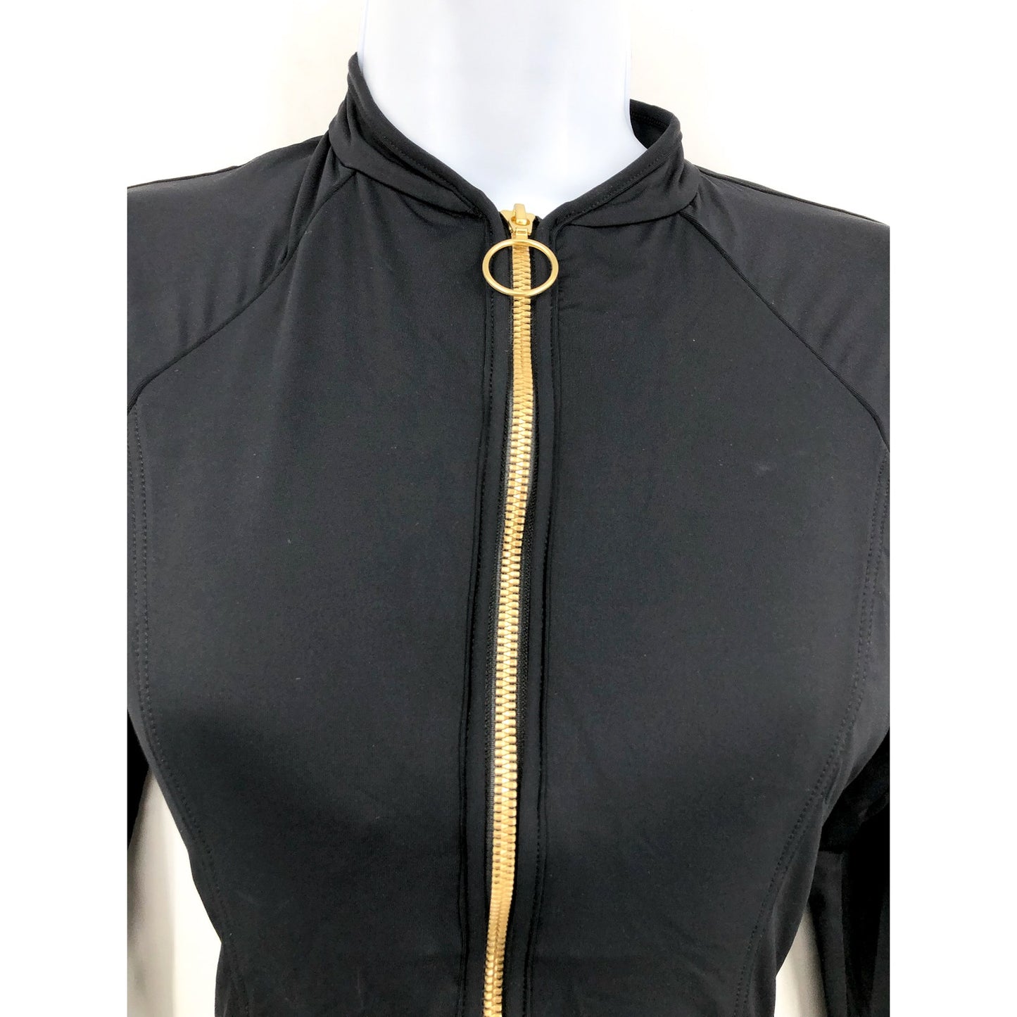 SEAFOLLY Women's Plain Zip Front Swim Surfsuit Size 8 Black Long Sleeve