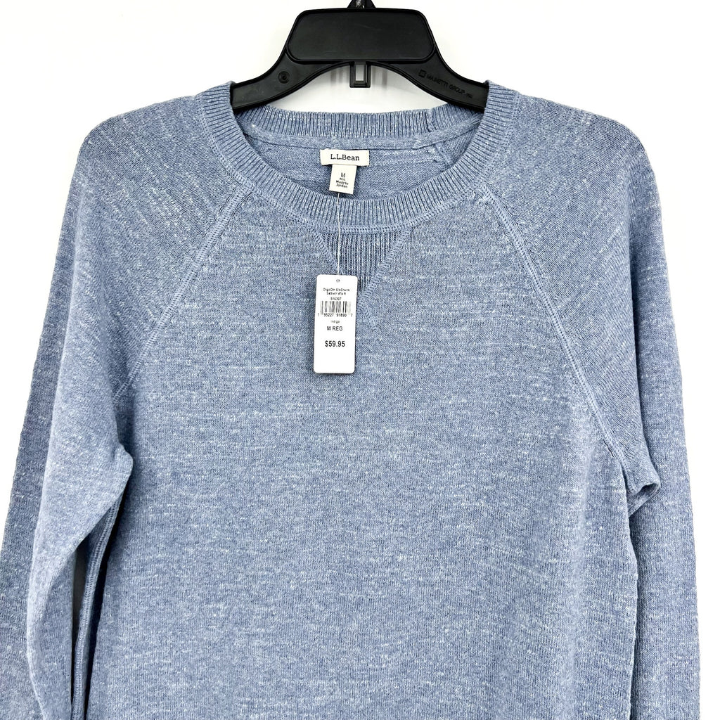 L.L BEAN Womens Slub Sweatshirt Sweater Medium Blue Indigo Organic Cotton NWT