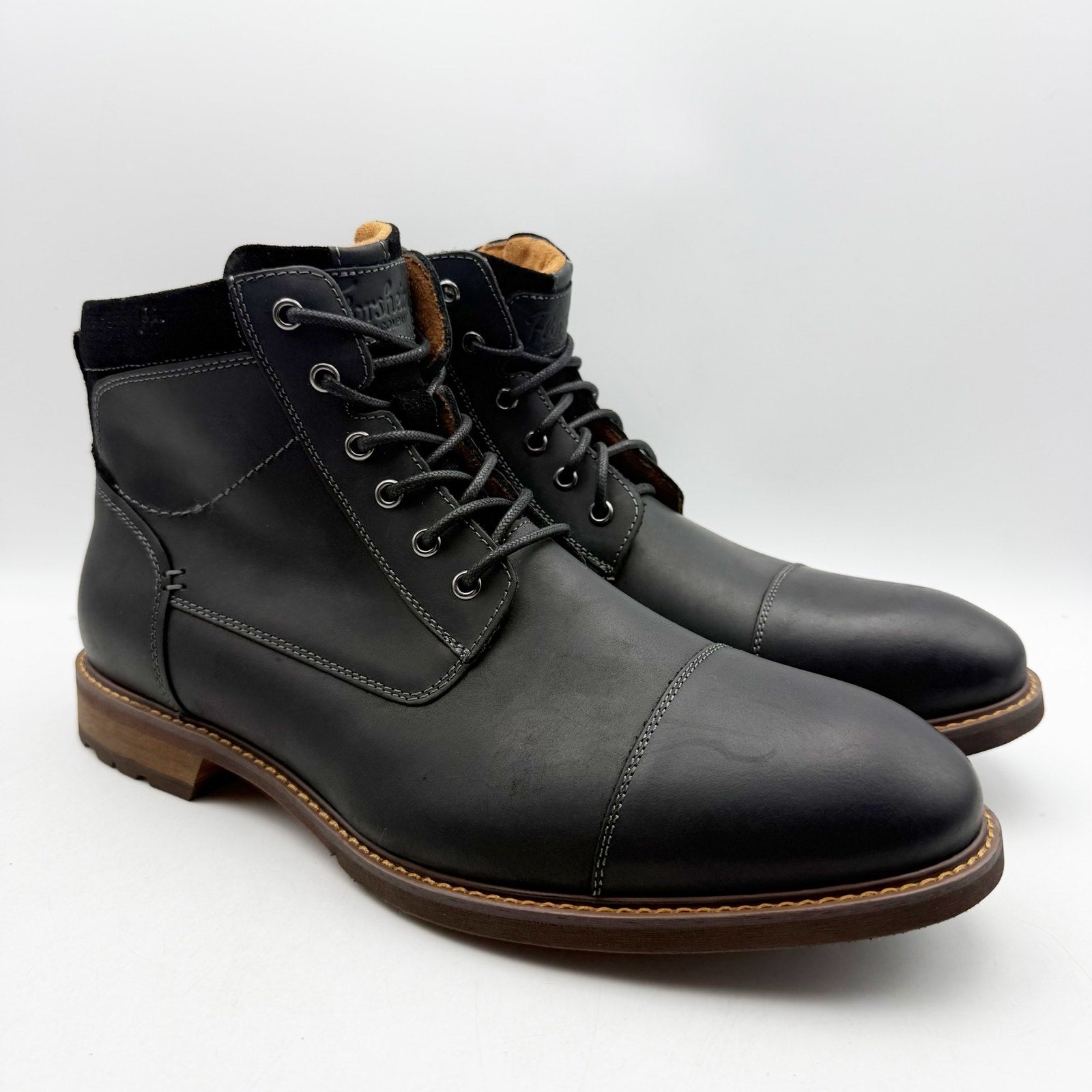 Florsheim Mens Chalet Ankle Boots US 11 Wide EU 44 Black Leather NIB
