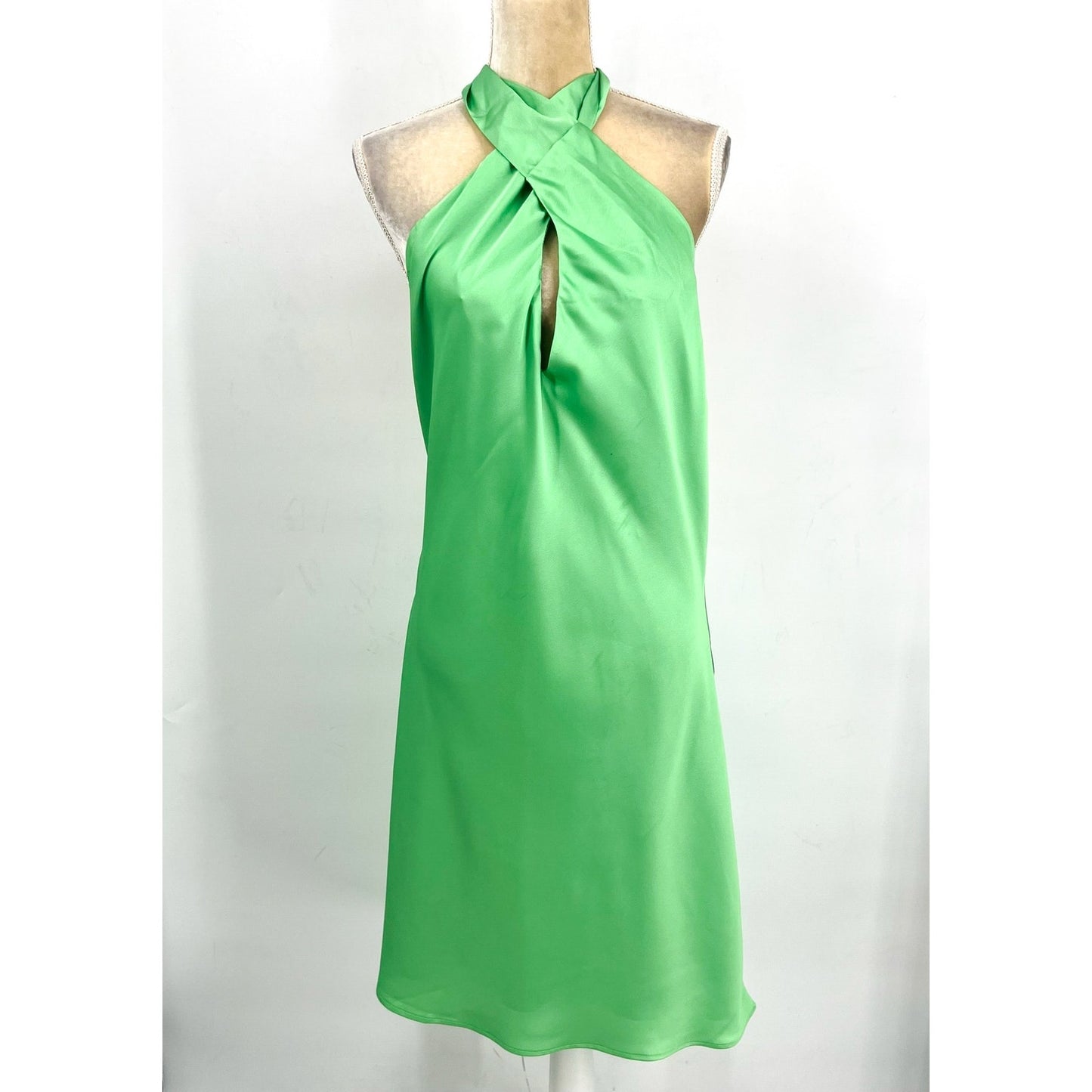 SHOW ME YOUR MUMU Jasmine Tie Mini Dress XL Green Satin Open Back NWT
