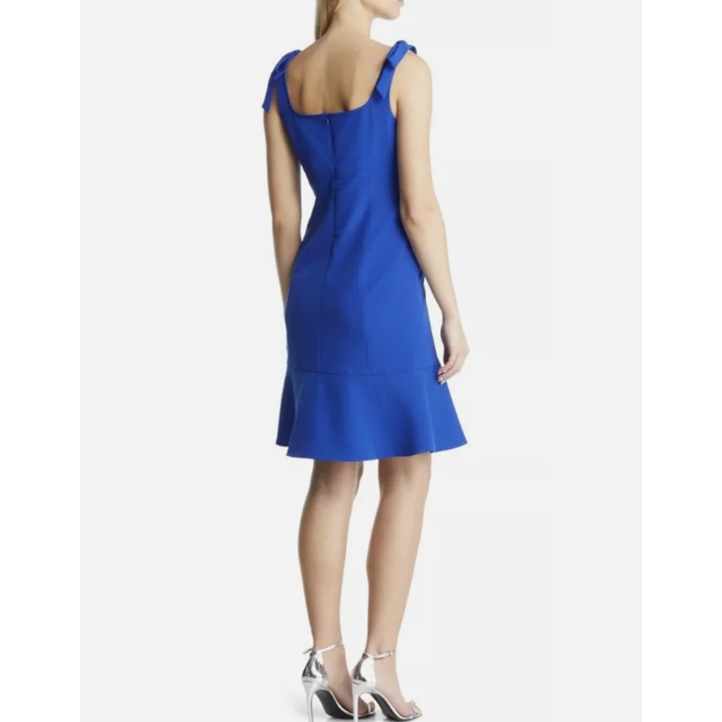 JULIA JORDAN Women's Shoulder Tie Ruffle Hem Sheath Dress Size 6 Royal Blue NWOT